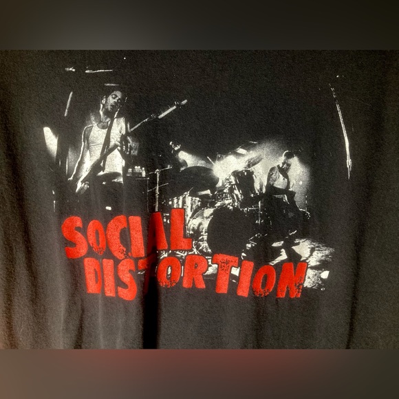RARE Vintage Social Distortion | Young Mike Ness Black T-shirt Size L - Picture 5 of 10